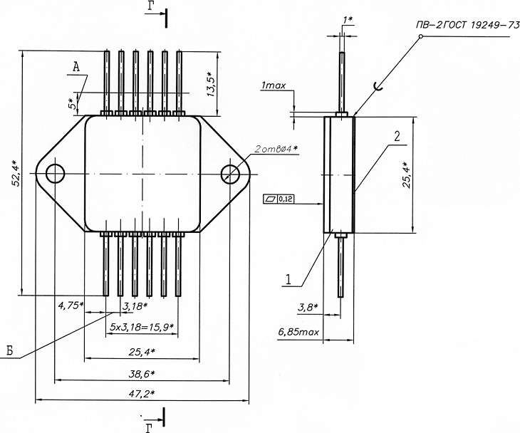 Чертеж транзисторного корпуса M-12