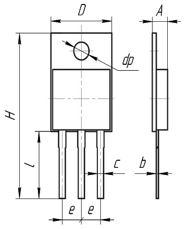 Чертеж металлокерамического транзисторного корпуса с изолированным коллектором КТ-111 с фланцем