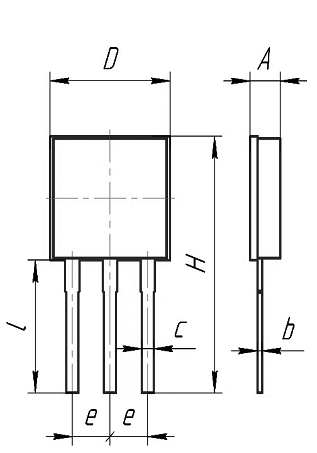 Чертеж металлокерамического транзисторного корпуса с изолированным коллектором КТ-111 без фланца