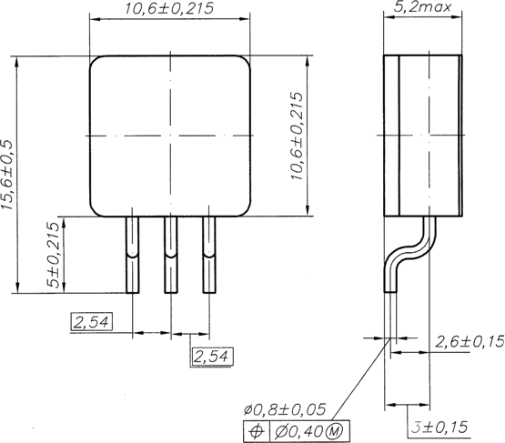 Чертеж транзисторного корпуса КТ-97A-4 (Аналог D2-PAK)