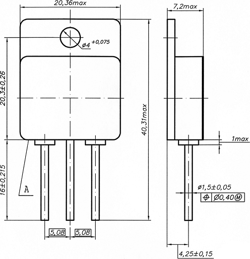 Чертеж транзисторного корпуса TO-267